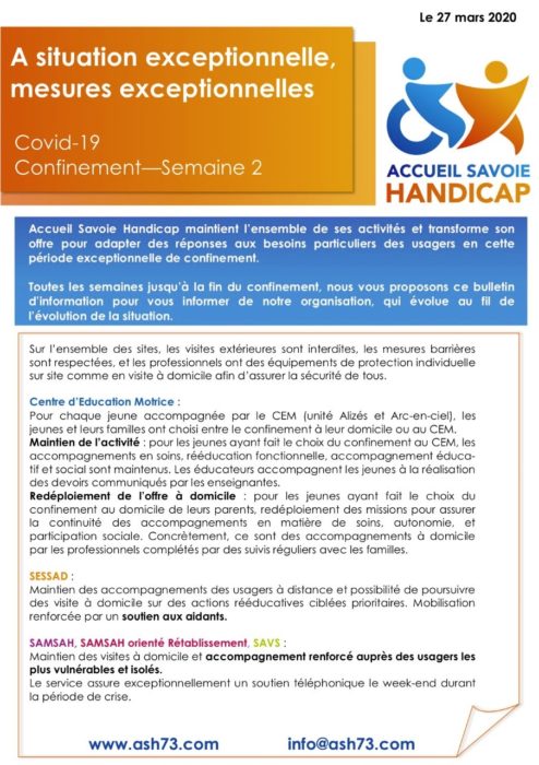 A situation exceptionnelle, mesures exceptionnelles – Semaine 2 du confinement