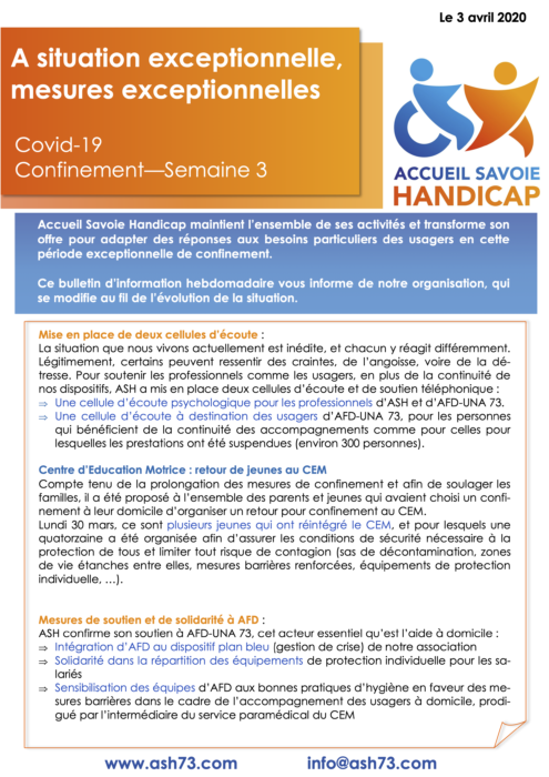 A situation exceptionnelle, mesures exceptionnelles – Semaine 3 du confinement